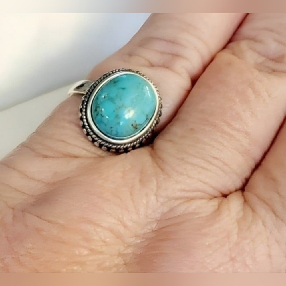 Sterling Silver Ring S925 Turquoise Womens Jewelry